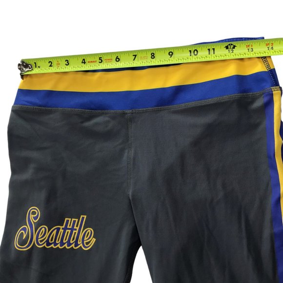 Seattle Mariner's Leggings Crop Spandex Gray Yellow Blue Stripes Elastic Small - Picture 10 of 13